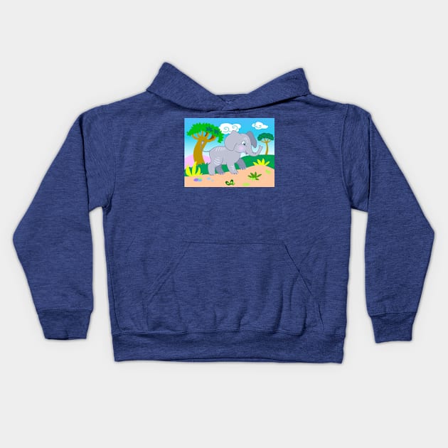 Cartoon cute elefant Kids Hoodie by sonaart